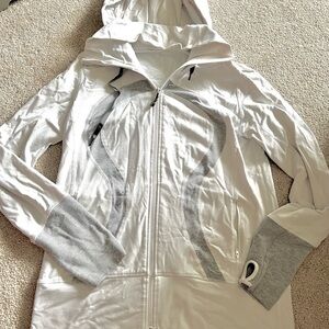 Women's White and Gray Lululemon Size 12 Hooded Jacket